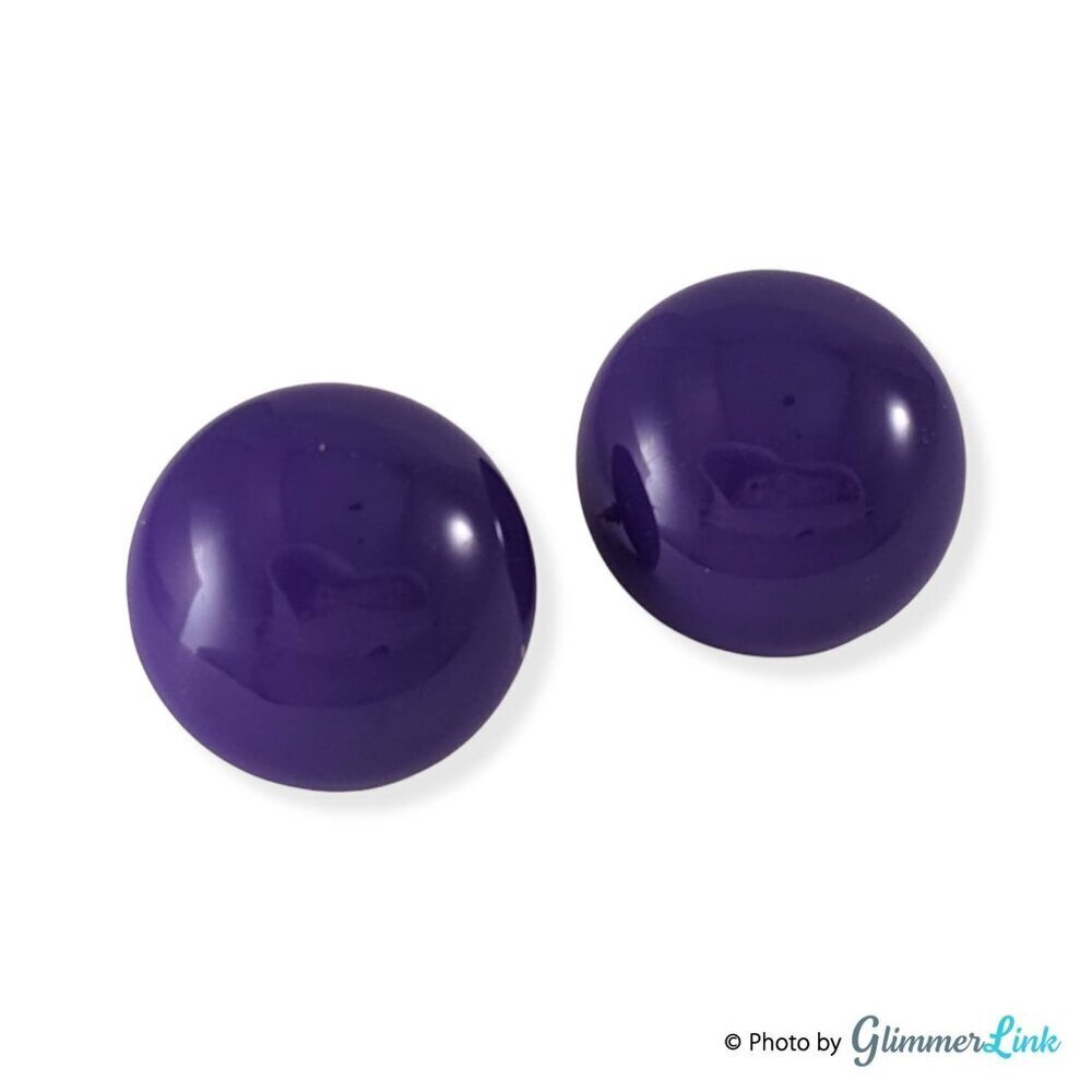 Vintage Purple Enameled Dome Half Circle Pierced Earrings